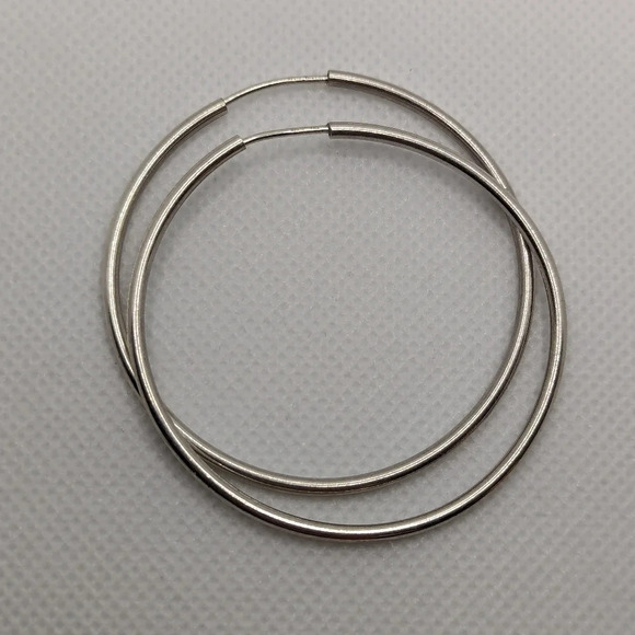 Large sterling  hoops - Picture 2 of 4
